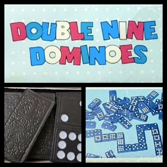 Double Nine 55 Embossed Black Dominoes - Picture 1 of 6